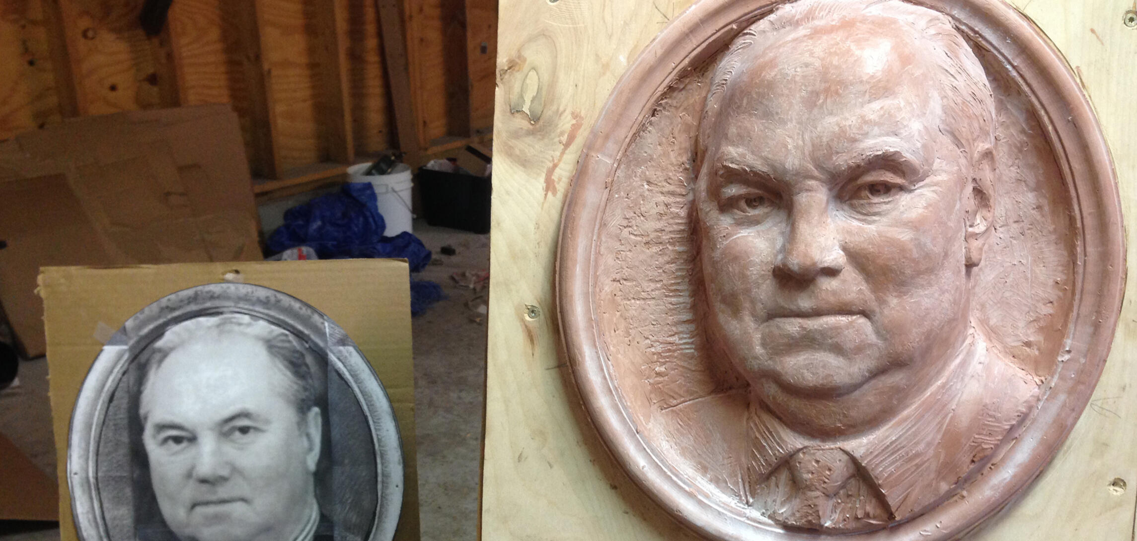 Memorial portrait relief