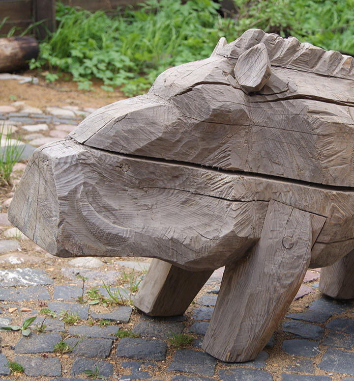 Wild boar wooden sculpture