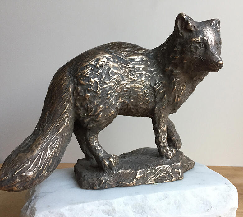 Arctic fox custom made bronze sculpture gift