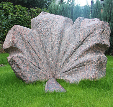 Maple leaf, garden sculpture in granite